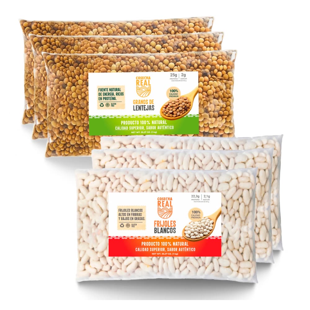 Combo de granos #6: Frijoles blancos + Lentejas Cosecha Real - Imagen 1