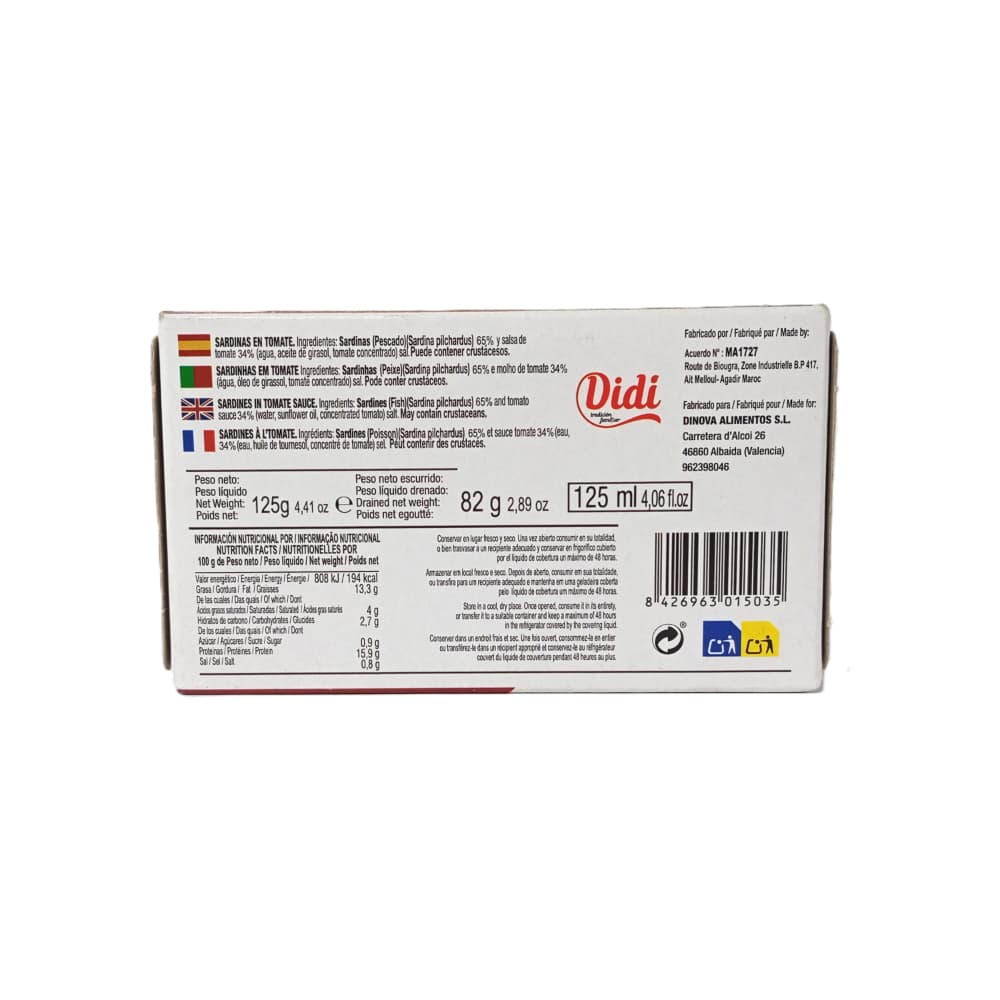 Sardinas en tomate Didi (125 g / 4.41 oz) - Miniatura 3