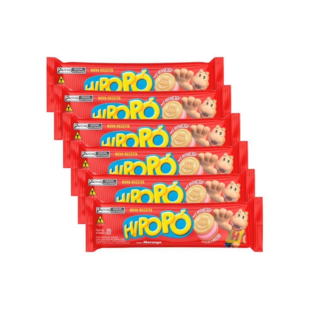 Galletas con relleno sabor fresa Hipopó (6 x 80 g / 2.82 oz) - Imagen 1