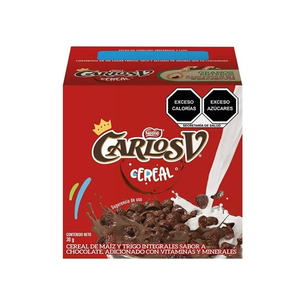 Cereal de maíz y trigo integrales sabor a chocolate adicionado con vitaminas y minerales Carlos V Nestlé (30 g / 1 oz) - Miniatura 1