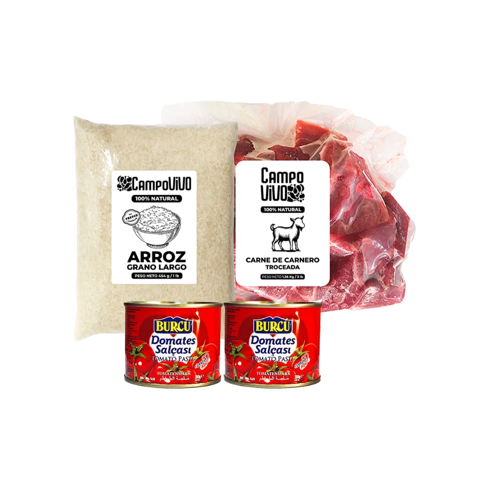 Combo criollo: Pasta de tomate burcu + Carne de carnero troceada + Arroz de grano largo - Imagen 1