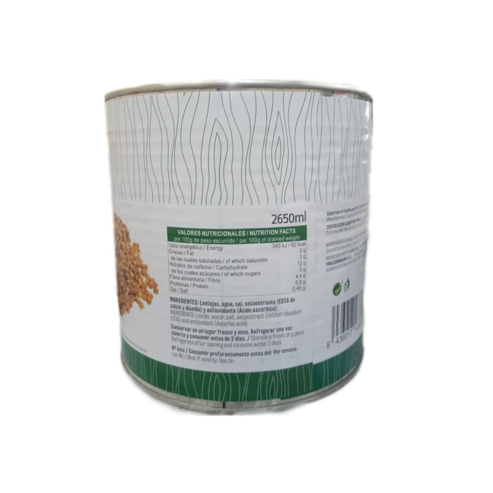 Lentejas cocidas Vima Foods (2.5 Kg / 5.51 lb) - Miniatura 2