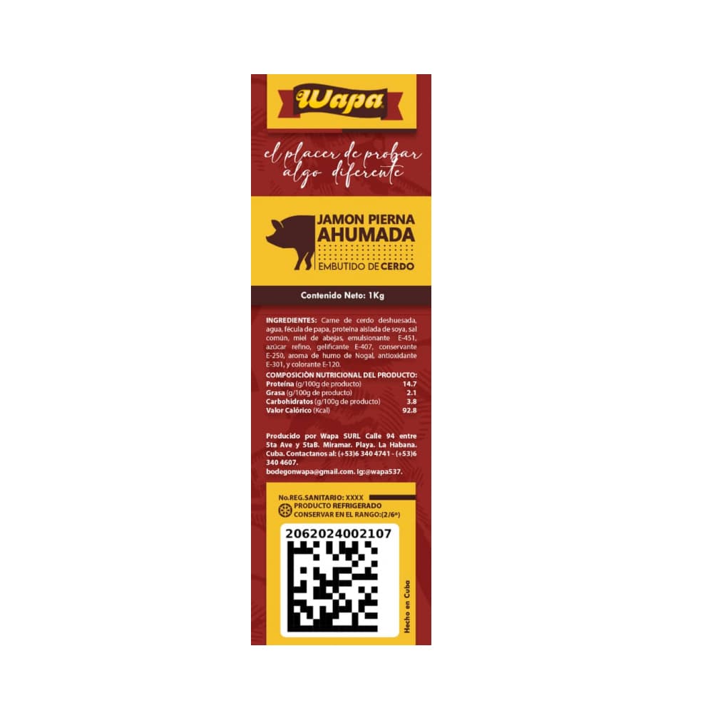 Jamón pierna lasqueado y ahumado Wapa (1 kg / 2.2 lb) - Miniatura 2