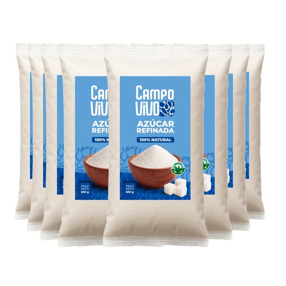 Azúcar blanca refinada Campo Vivo (8 x 500 g / 1.1 lb) - Imagen 1