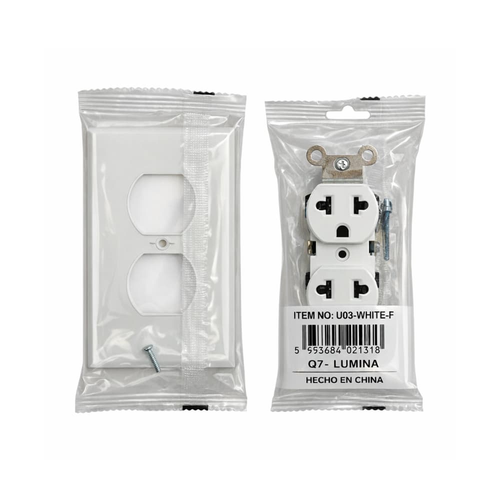 Tomacorriente doble con tapa blanca - 15 A y 125 V - Q7-Lumina - Miniatura 3