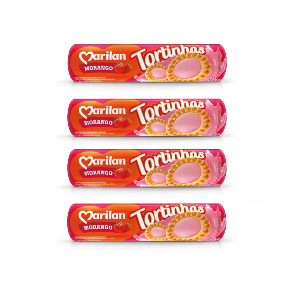 Galleta dulce con relleno sabor a fresa Tortinhas Marilan (4 x 140 g / 4.94 oz) - Miniatura 1