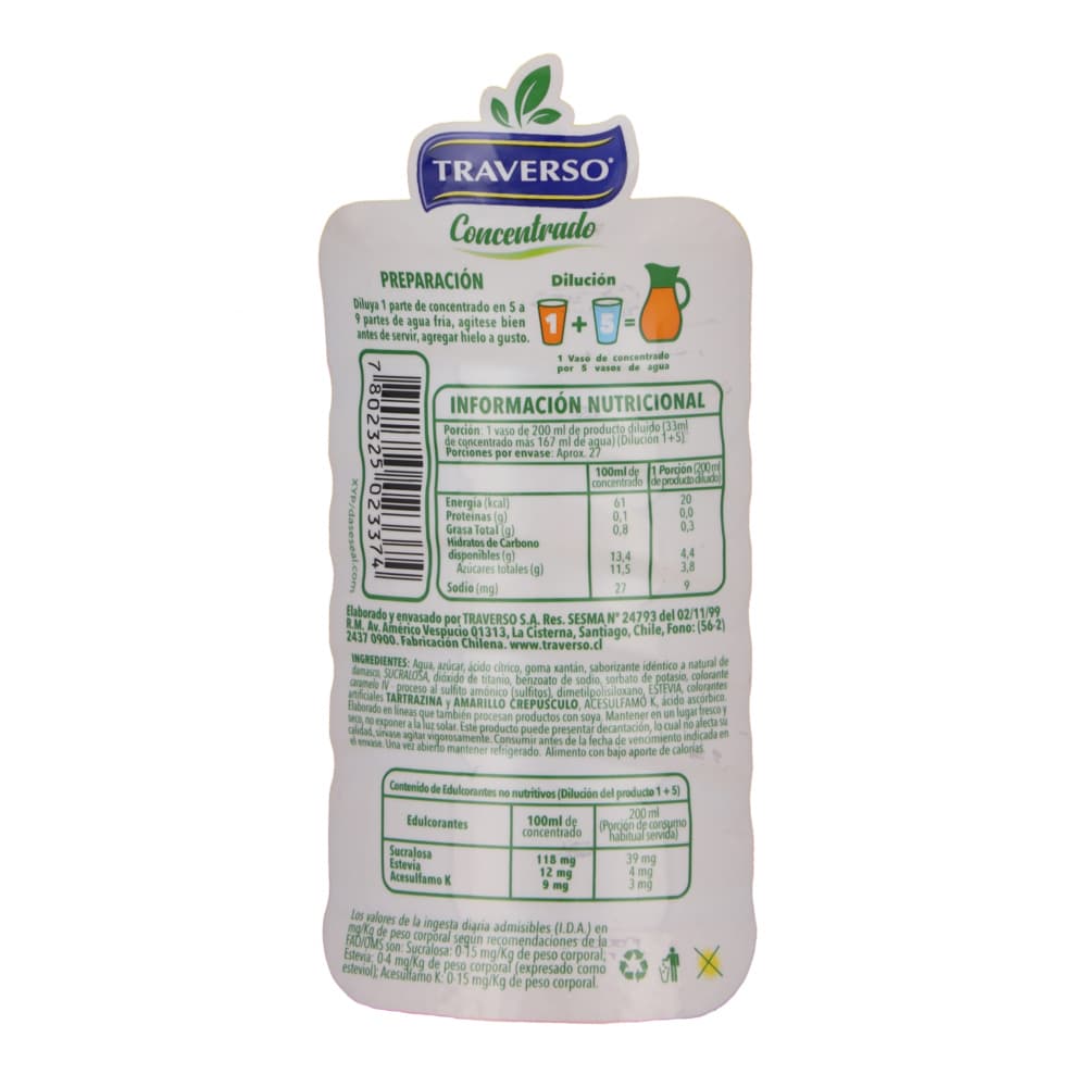 Jugo concentrado sabor damasco Traverso (900 ml) - Miniatura 4