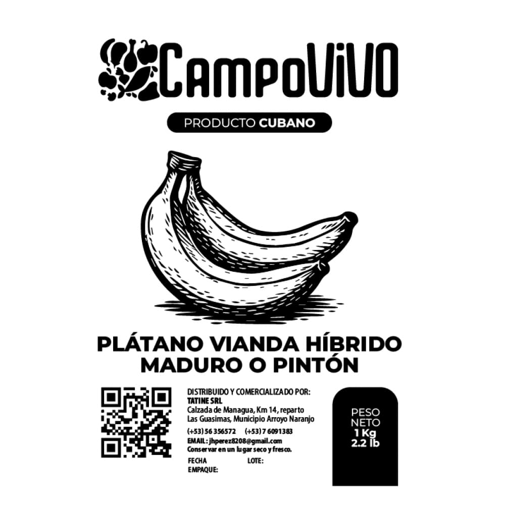 Plátano vianda híbrido maduro o pintón Campo Vivo (1 kg / 2.2 lb) - Miniatura 3