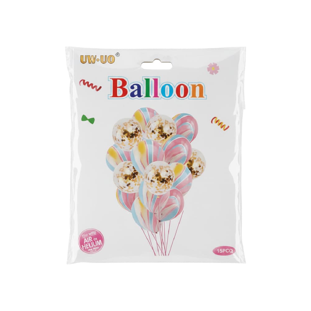 Set de globos redondos rosados y dorados P53 (15 U) - Miniatura 2