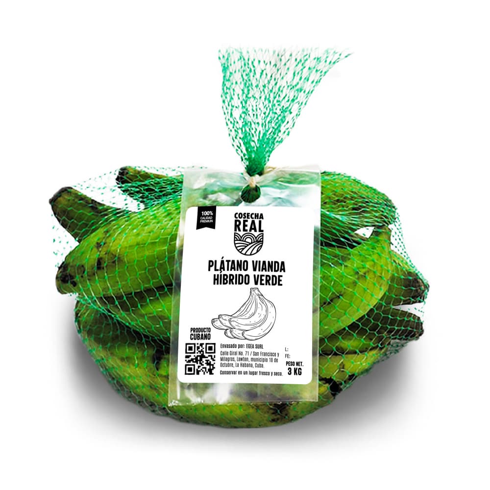 Plátano vianda híbrido verde Cosecha Real (3 kg / 6.61 lb) - Imagen 1