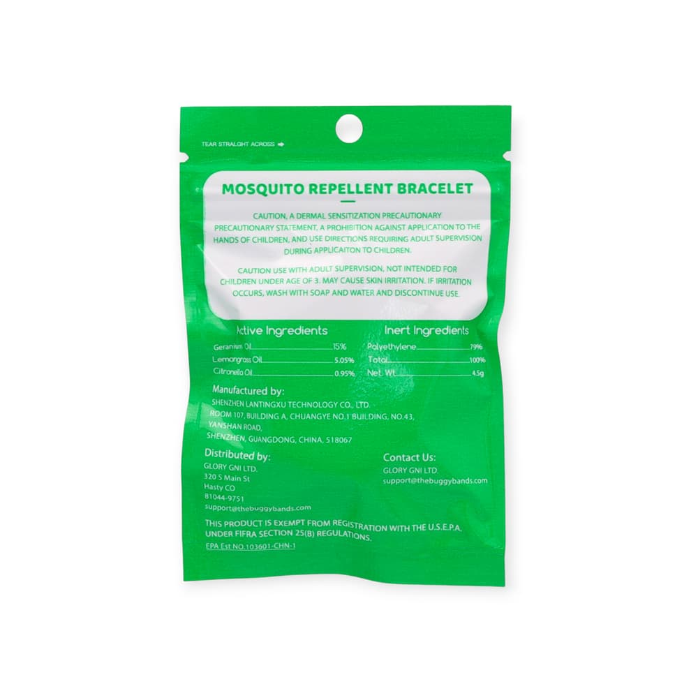 Pulseras repelentes para mosquitos, color rojo Buggy Bands (3 U) - Miniatura 2