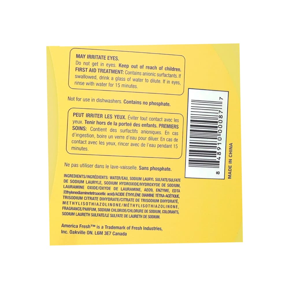 Detergente lavavajillas ultra amarillo aroma a limón America Fresh (1.76 L / 59.5 fl oz) - Miniatura 3