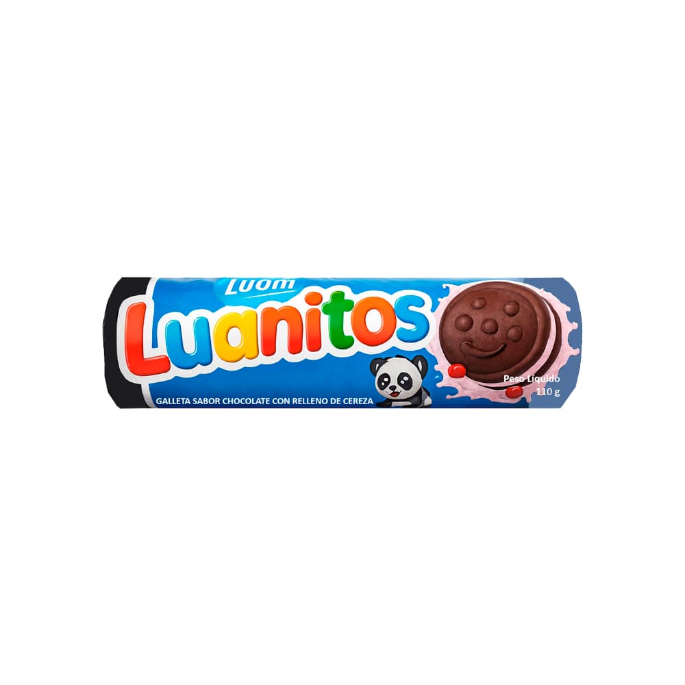 Galletas sabor chocolate rellenas sabor cereza Luanitos Luam (110 g / 3.8 oz) - Miniatura 1