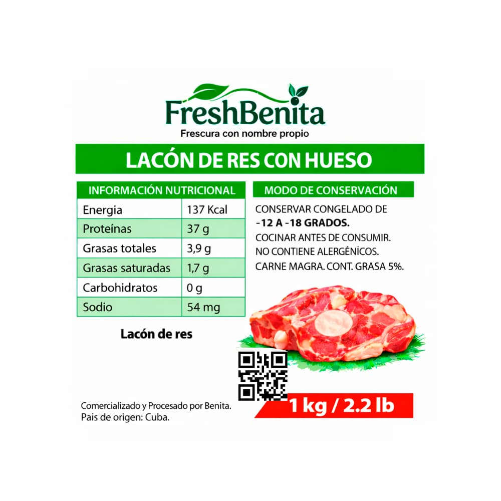 Lacón de res con hueso FreshBenita (1 kg / 2.2 lb) - Miniatura 2