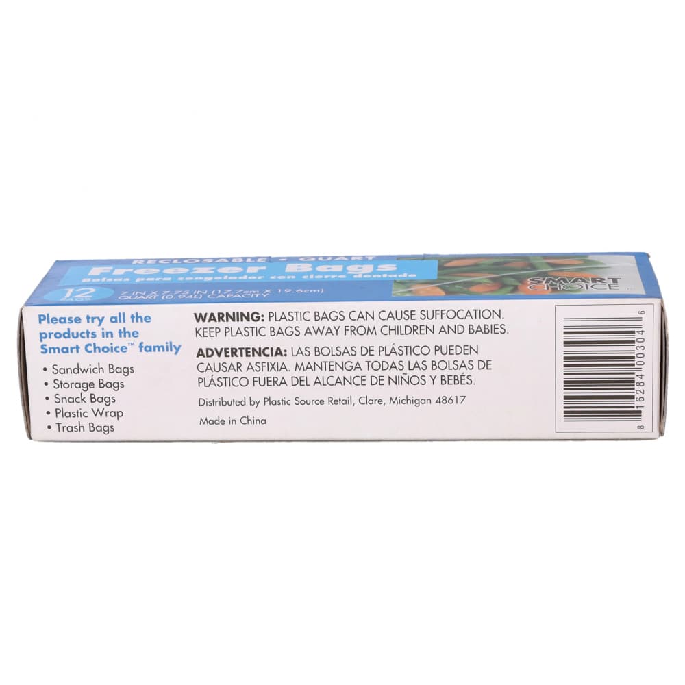 Bolsa plástica para congelador con cierre dentado Smart Choice (12 U) - Miniatura 2