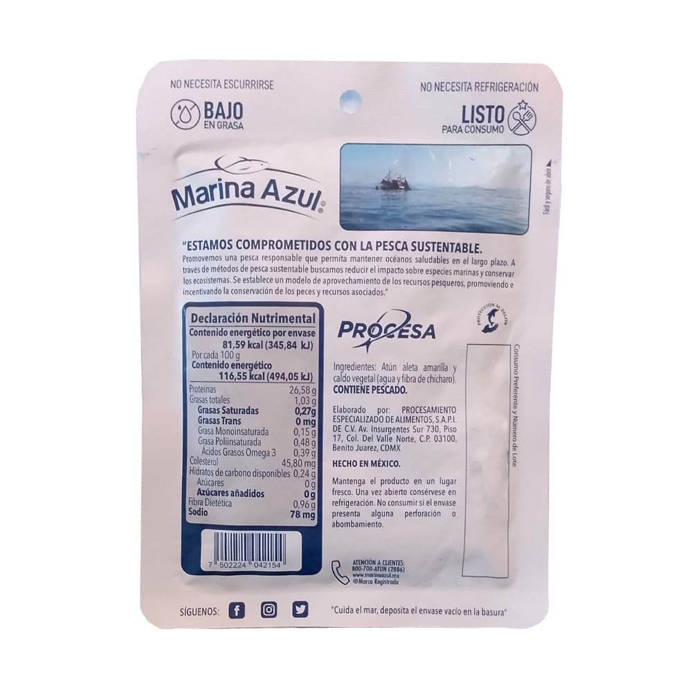 Atún en trozos en agua bajo en sodio Marina Azul (74 g / 2.61 oz) - Miniatura 2