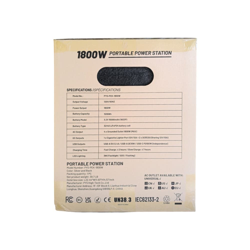 Estación de energía 1800 watts OMG PYS-PEK-1800W - Miniatura 4