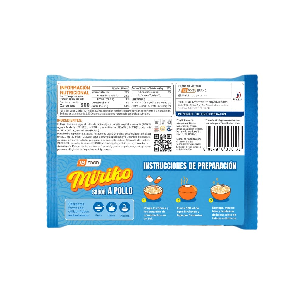 Sopa instantánea de fideos sabor a pollo Miriko (65 g / 2.29 oz) - Miniatura 2