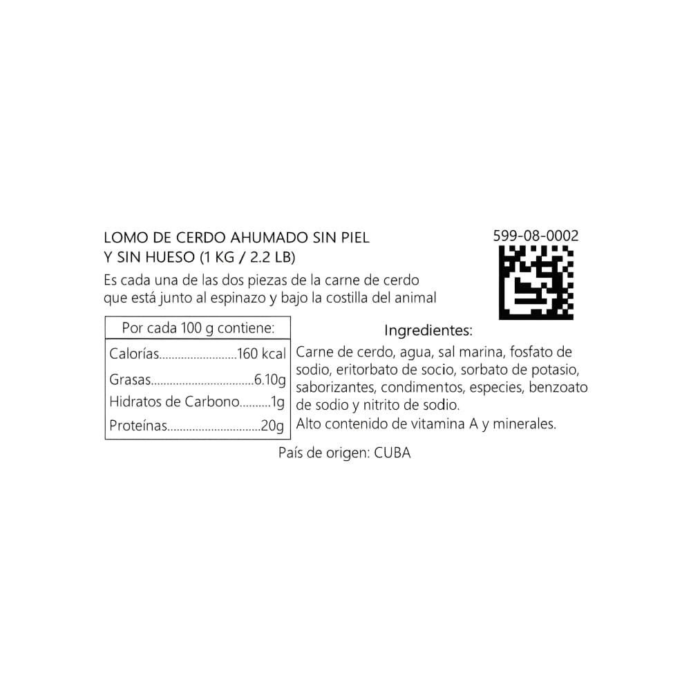 Lomo de cerdo ahumado sin piel y sin hueso El Favorito (1 kg / 2.2 lb) - Miniatura 3