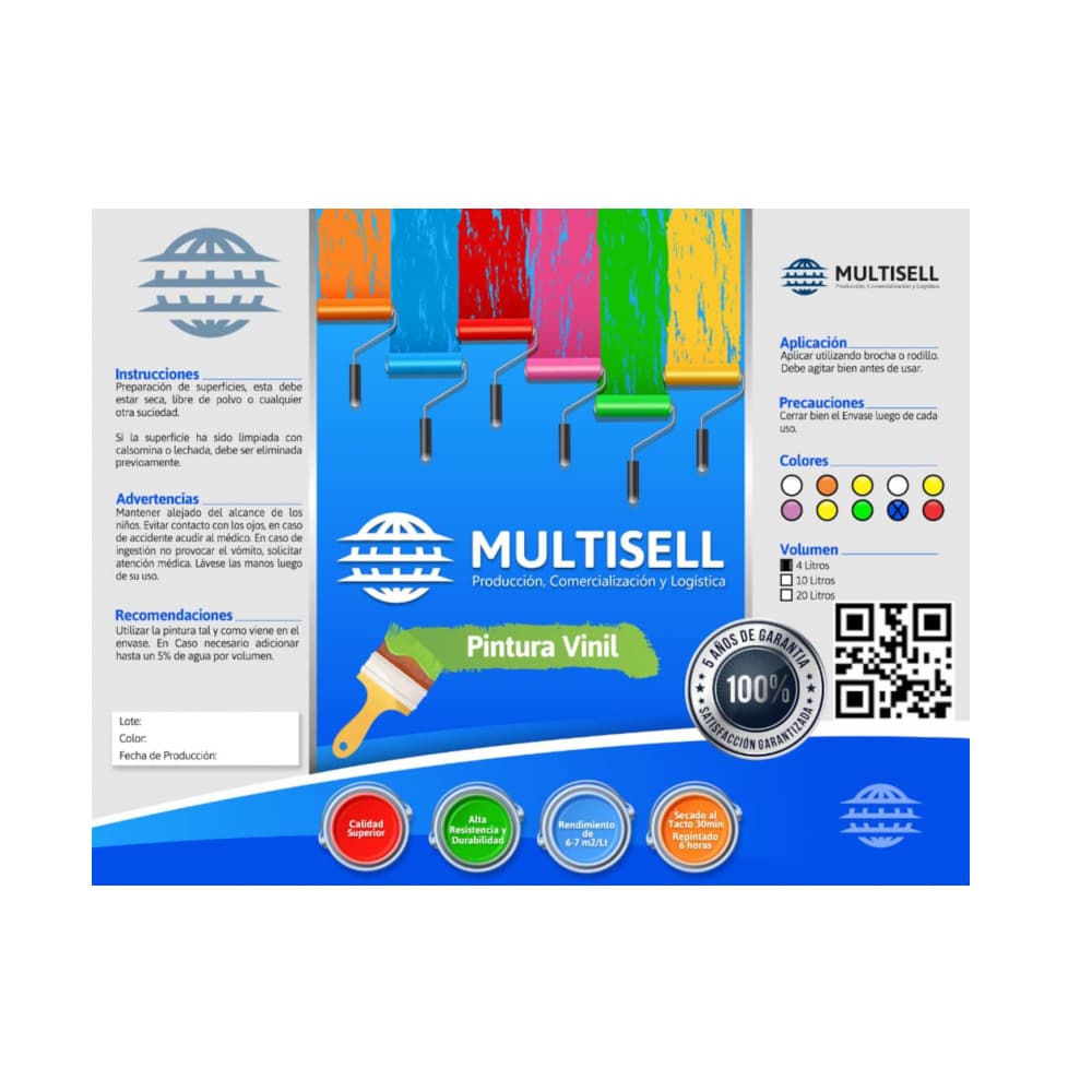 Pintura vinil azul topacio Multisell (4 L) - Miniatura 3