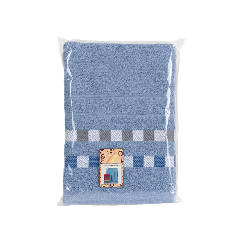 Toalla de baño grande color azul 70 cm x 140 cm Jacquard - Miniatura 2