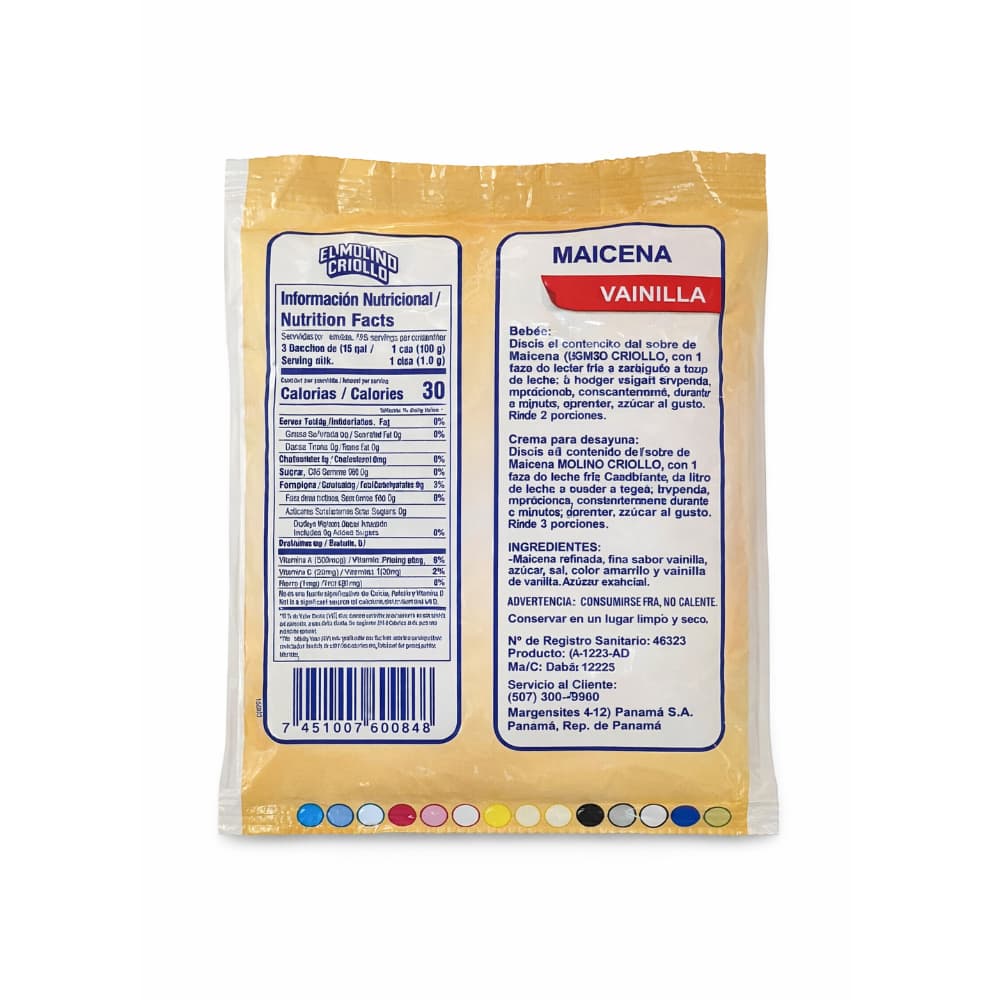 Maicena sabor vainilla El Molino Criollo (50 g / 1.76 oz) - Miniatura 2