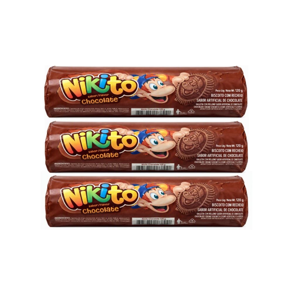 Galletas dulces con crema sabor chocolate Nikito (3 x 120 g / 4.23 oz) - Miniatura 1