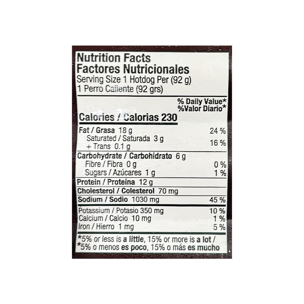 Perros calientes pollo y cerdo Golden Maple (920 g / 2.03 lb) - Miniatura 3