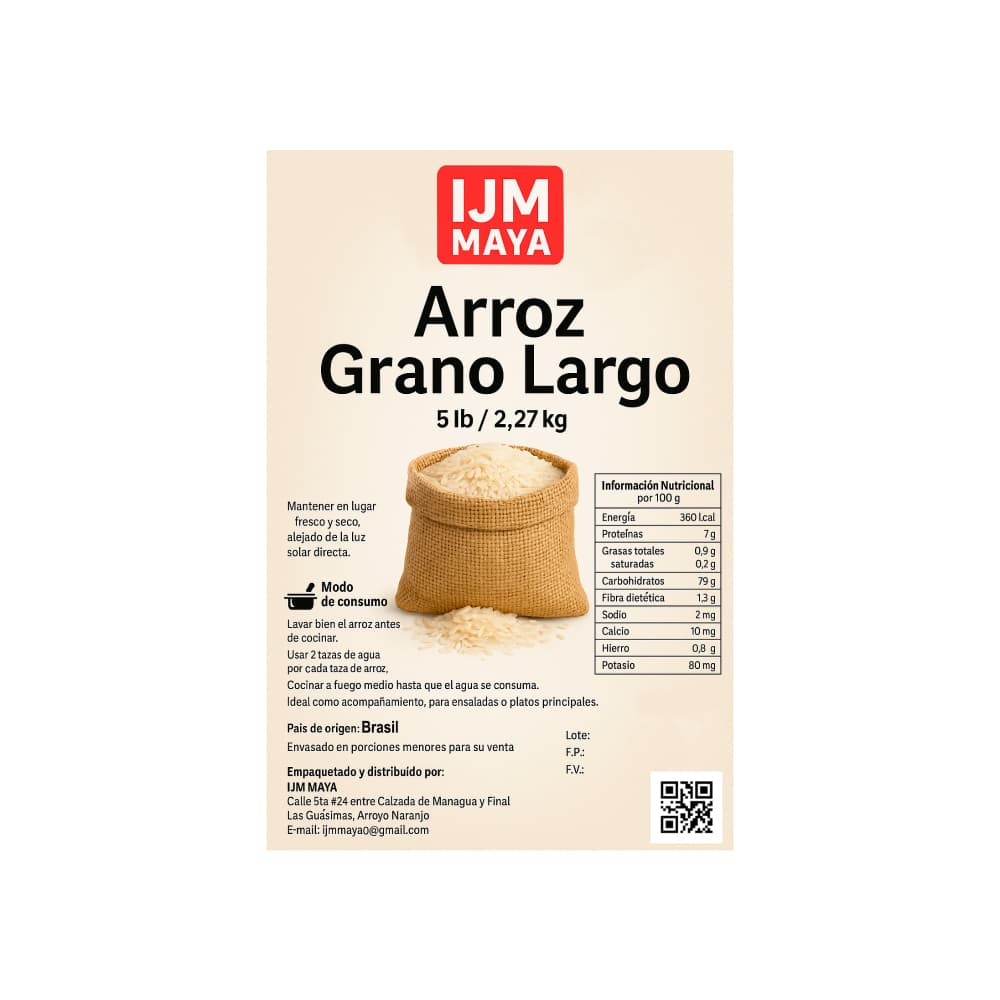 Arroz grano largo IJM Maya (2.26 kg / 5 lb) - Miniatura 3