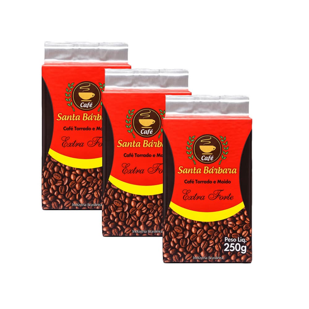 Café tostado y molido extra fuerte Santa Bárbara (3 x 250 g / 8.8 oz) - Imagen 1