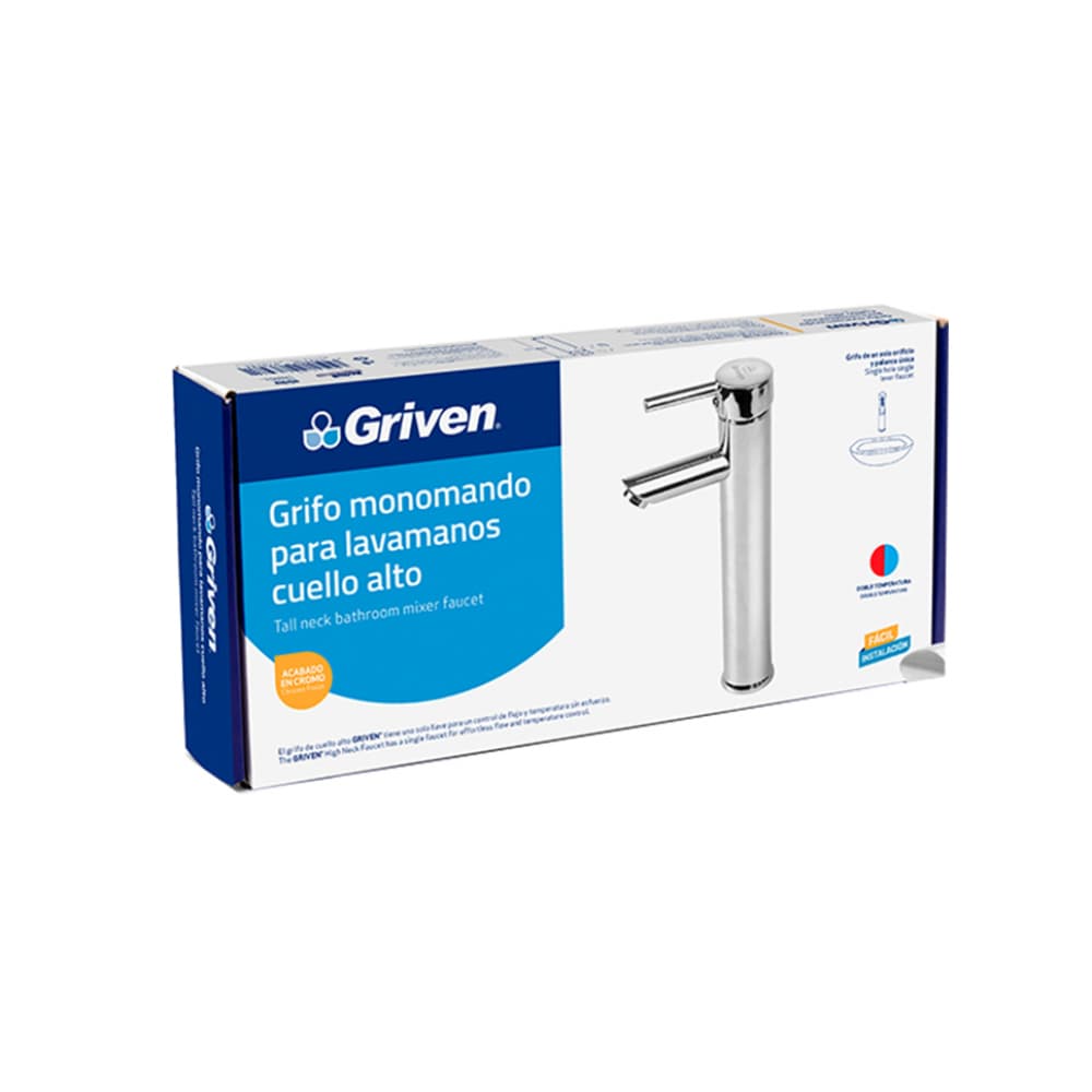 Grifo monomando mezclador de cuello alto para lavamanos Griven - Miniatura 2