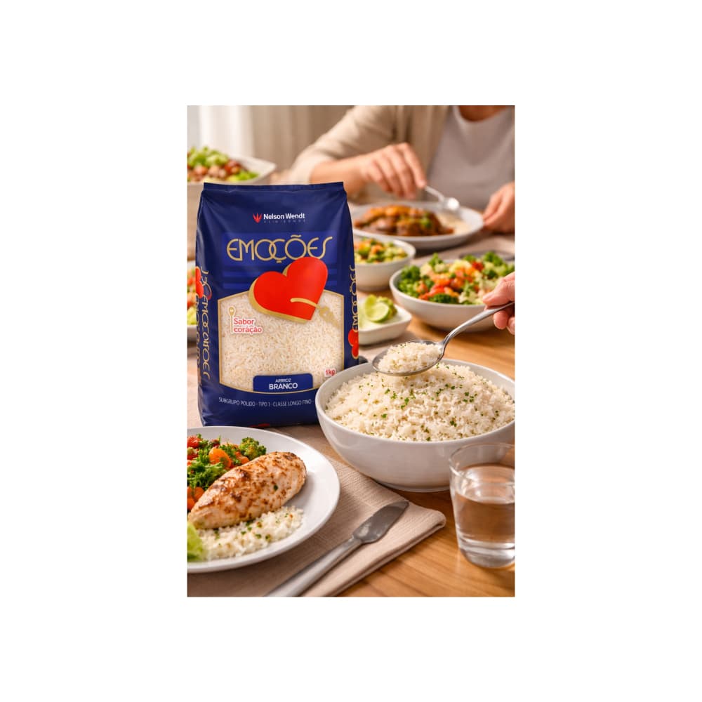 Arroz blanco grano largo Nelson Wendt Emocoes (10 x 1 kg / 2.2 lb) - Miniatura 3