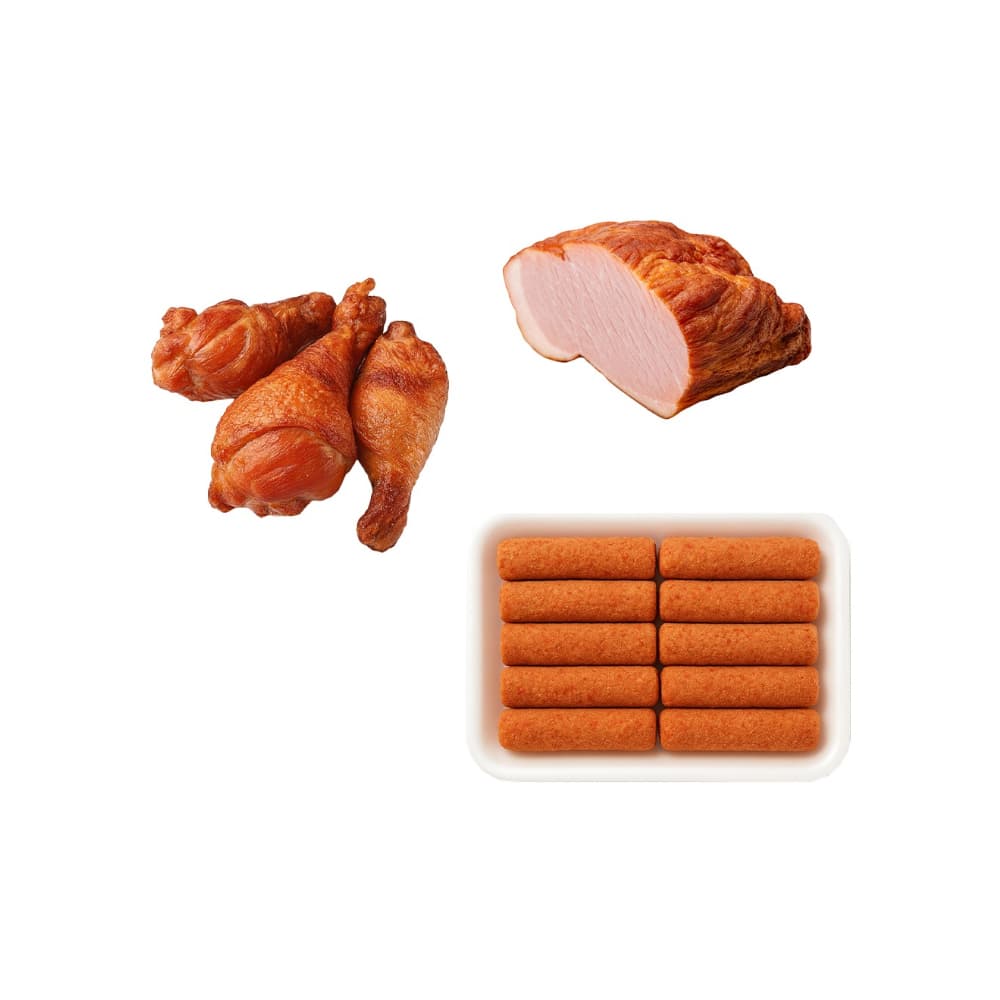 Lomo de cerdo ahumado sin piel y sin hueso + Muslos de pollo al carbón + Croquetas de jamón - Miniatura 3