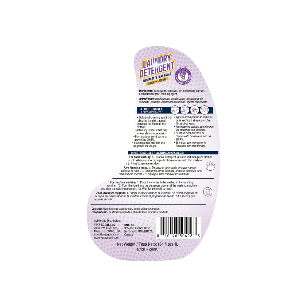 Detergente líquido para lavar con aroma a lavanda Yeya (12 x 1 L) - Miniatura 3