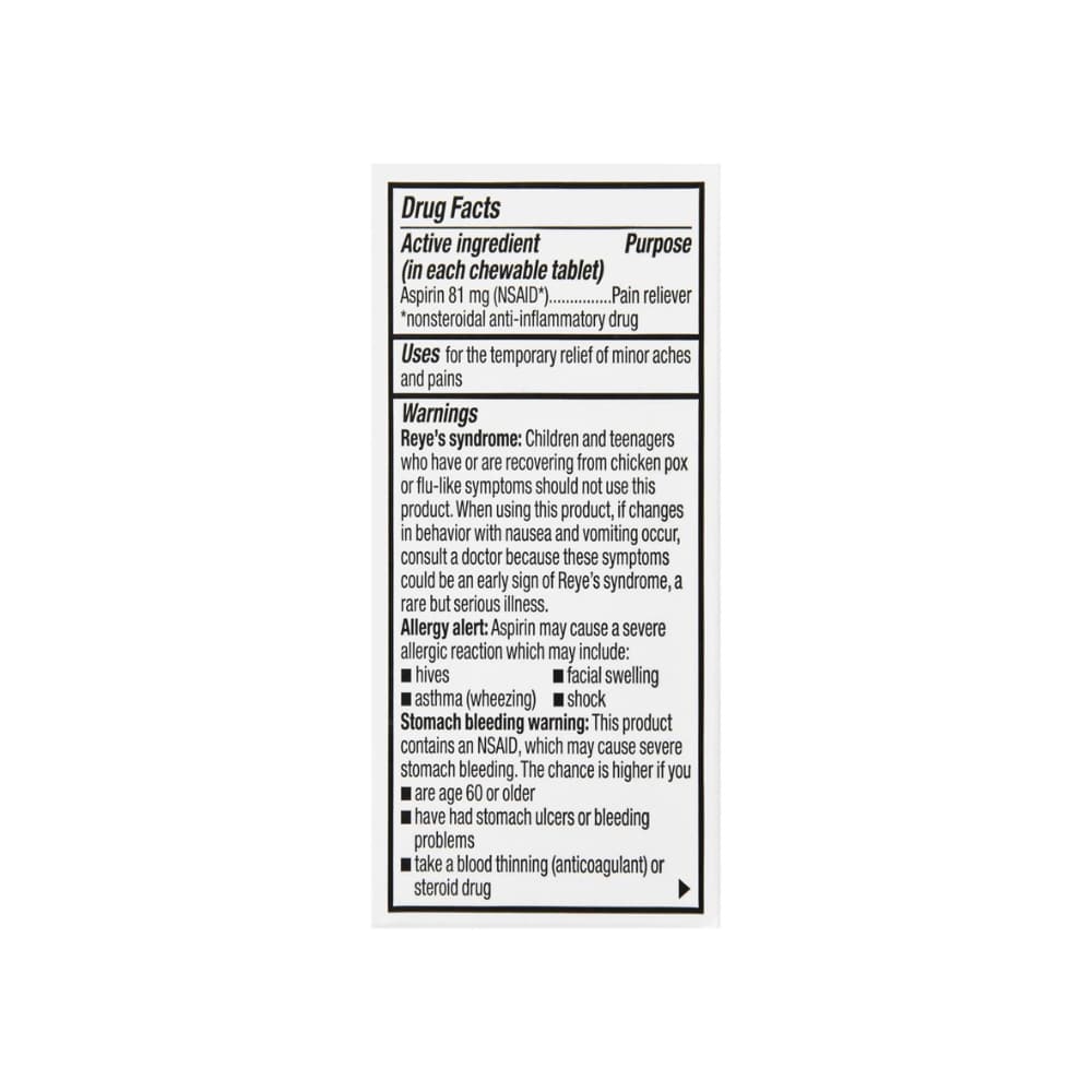 Aspirina masticable sabor cereza 81 mg GoodSense (36 tabletas) - Miniatura 3