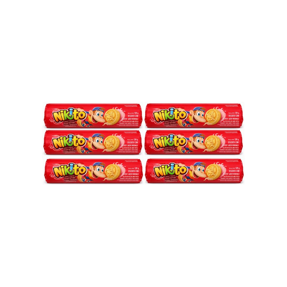 Galletas dulces con crema sabor fresa Nikito (6 x 120 g / 4.23 oz) - Miniatura 1