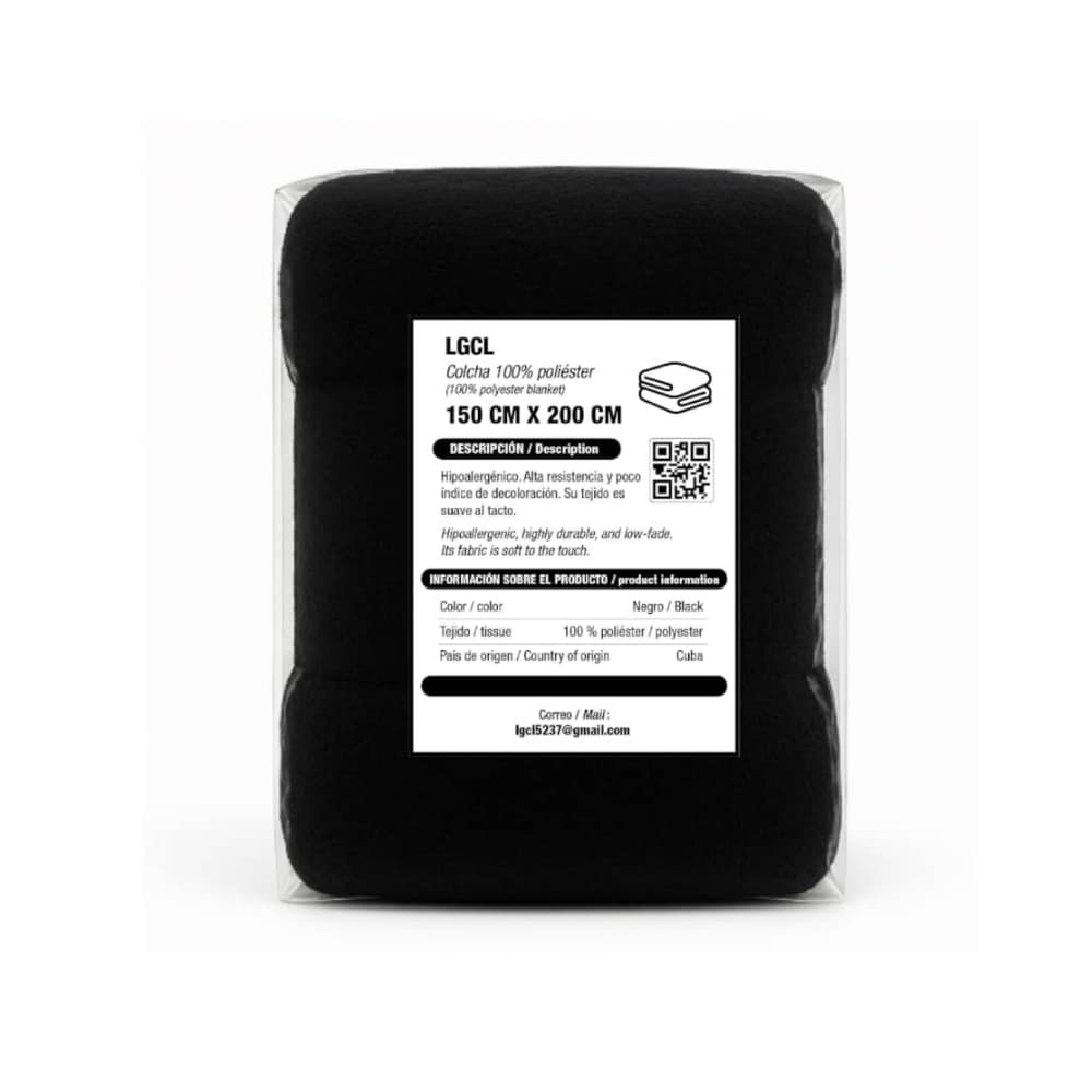 Colcha 100 % poliéster color negro 150 cm x 200 cm LGCL - Miniatura 4