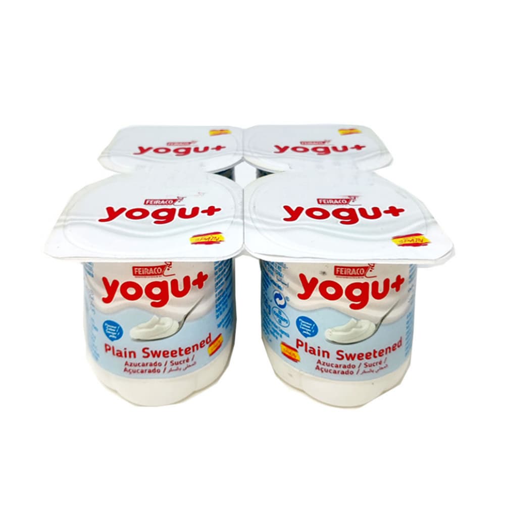 Yogurt pasteurizado sabor natural azucarado Yogu+ Feiraco (4 x 125 g / 4.41 oz) - Miniatura 2