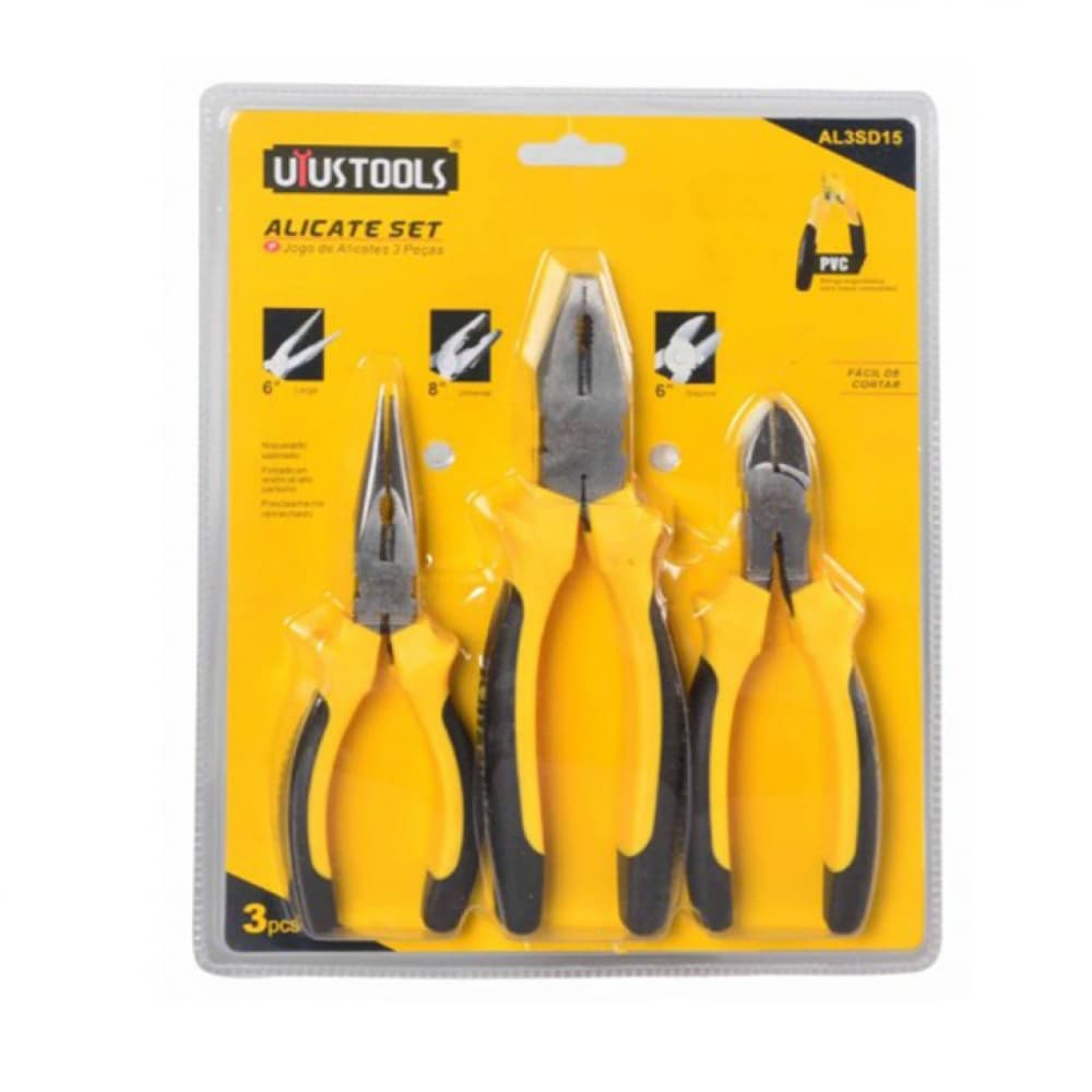 Set de 3 alicates - pinzas - punta larga, universal y de corte diagonal Uyustools - Miniatura 2