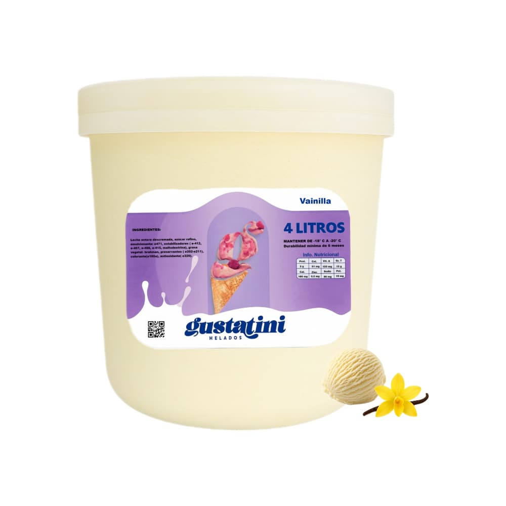 Helado sabor vainilla Gustatini (4 L) - Imagen 1