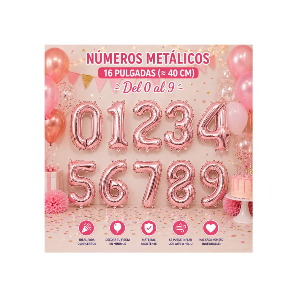 Globo rosa oro Número 4 Ballon (16 pulgadas) - Miniatura 3