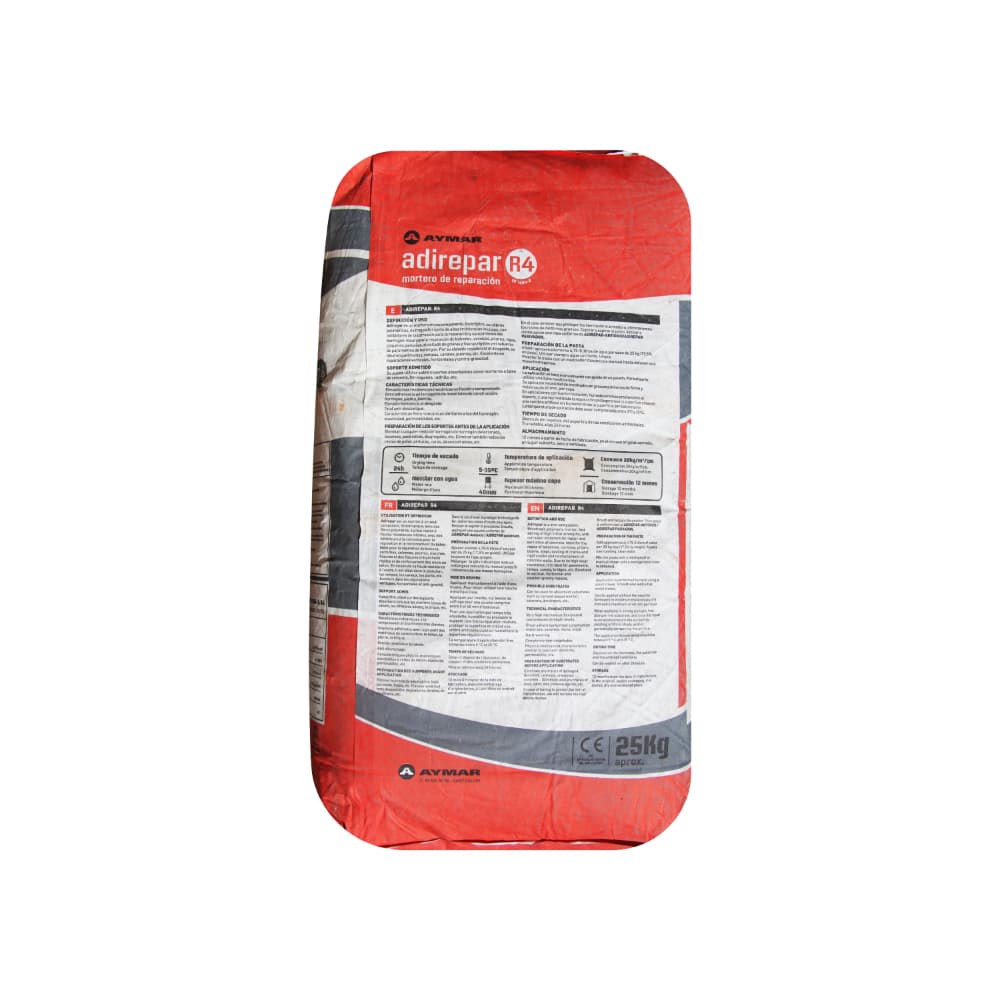 Cemento mortero de reparación adirepar tipo R4 Aymar (25 Kg / 55.12 lb) - Miniatura 3