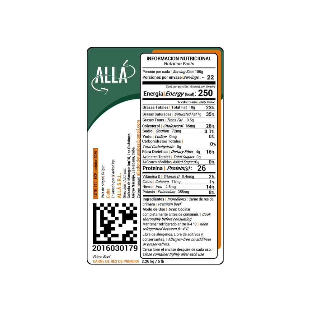 Carne de res de primera ALLÁ (2.27 kg / 5 lb) - Miniatura 4