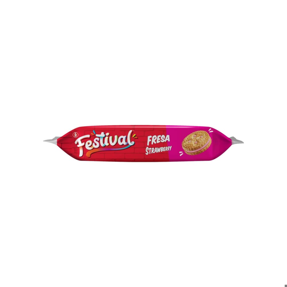 Galletas dulces rellenas con crema sabor a fresa Festival (403 g / 14.2 oz) - Miniatura 3