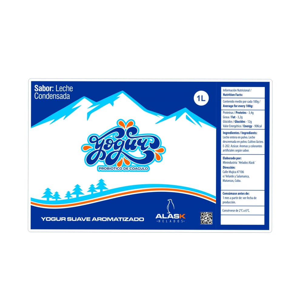 Yogurt probiótico de coágulo sabor leche condensada Alask (1 L) - Miniatura 2