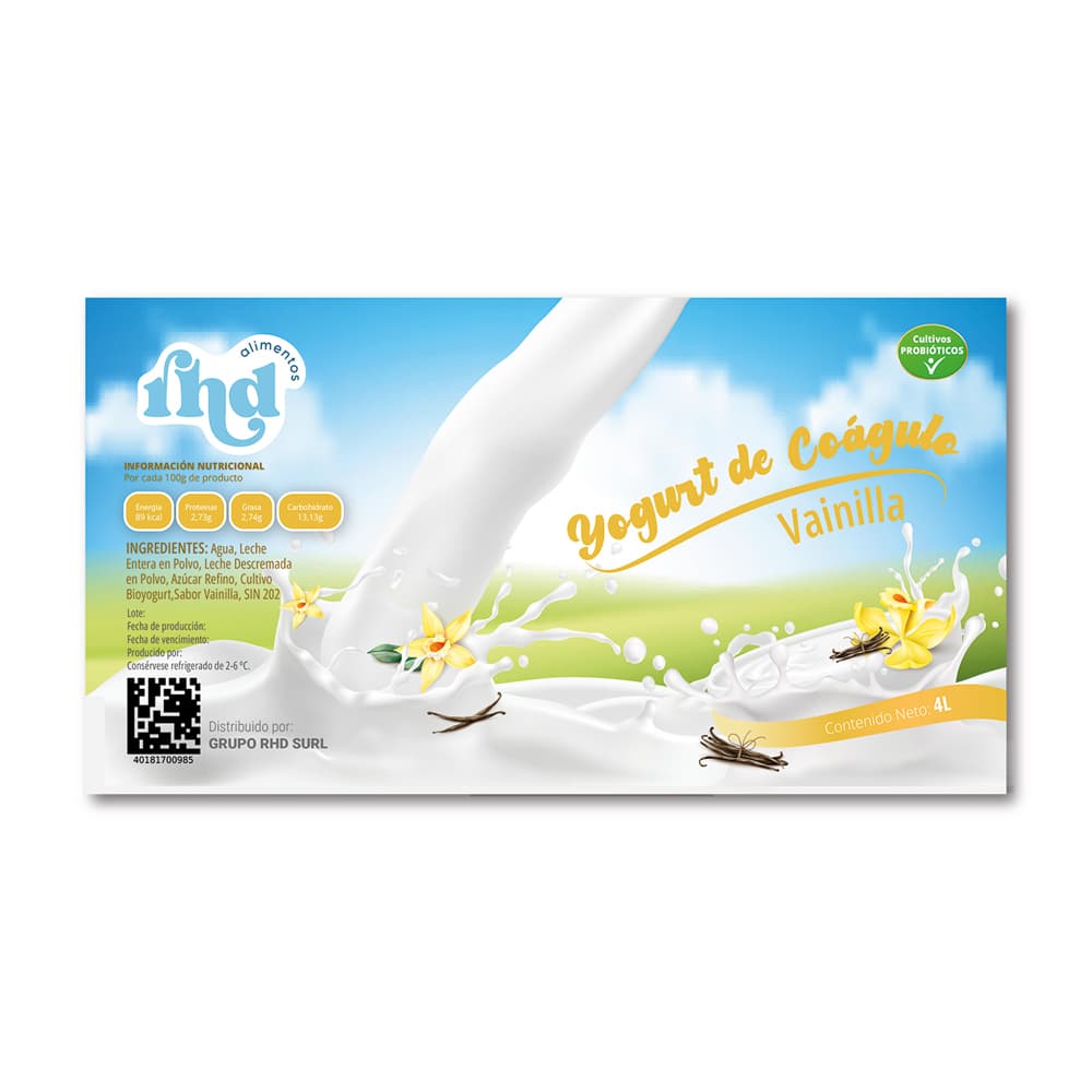 Yogurt probiótico de coágulo sabor vainilla RHD (4 L) - Miniatura 3