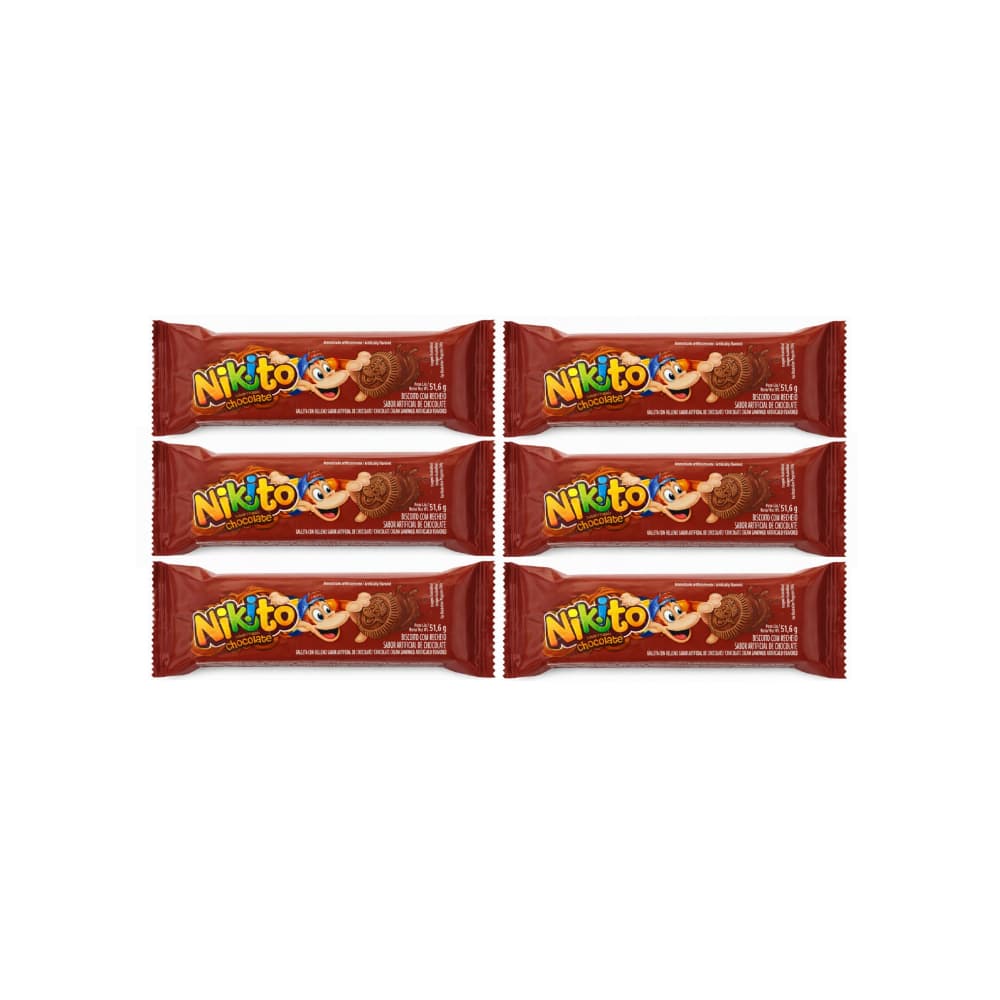 Galletas dulces con crema sabor chocolate Nikito (6 x 51.6 g / 1.82 oz) - Miniatura 1