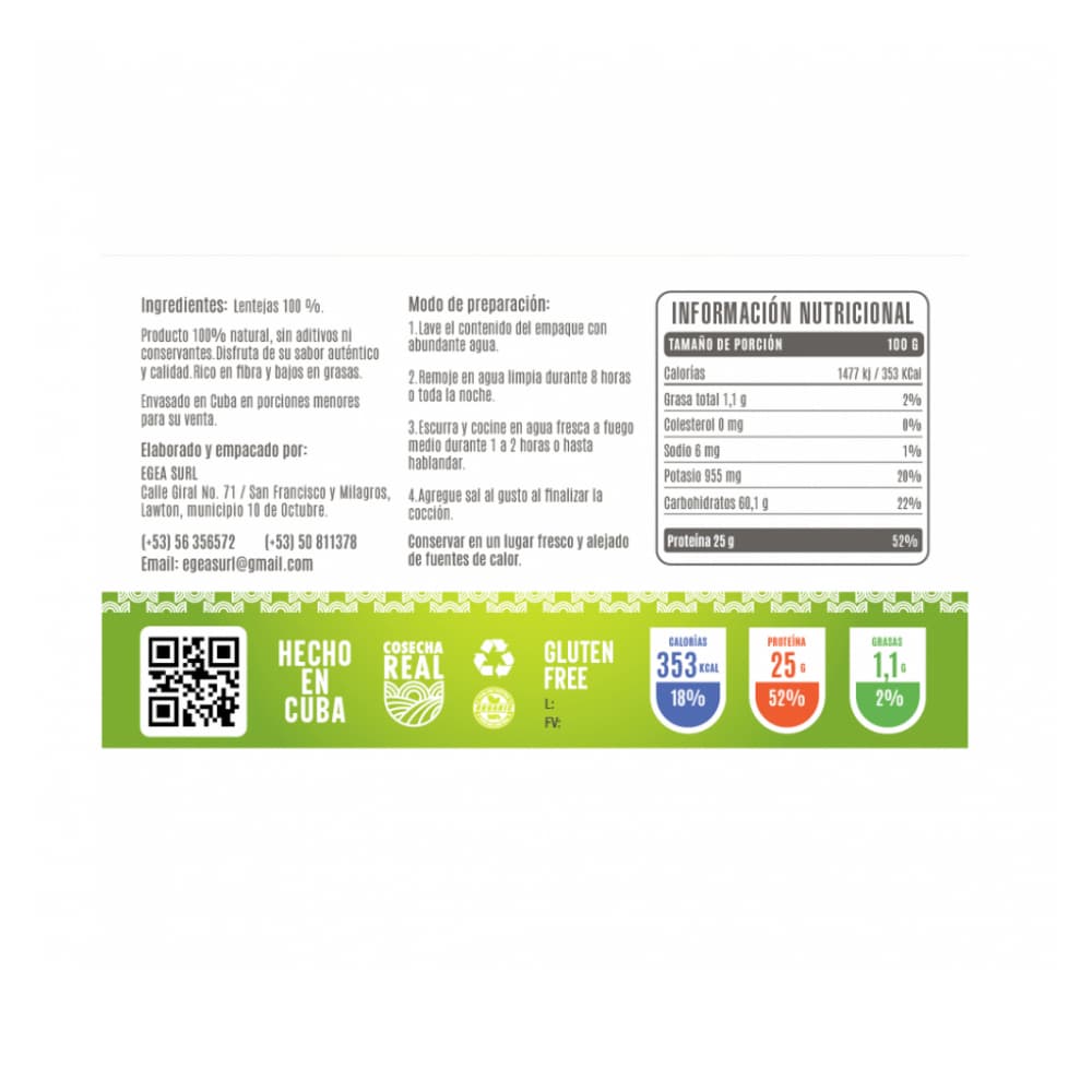 Lentejas Cosecha Real (2 x 1 kg / 2.2 lb) - Miniatura 2