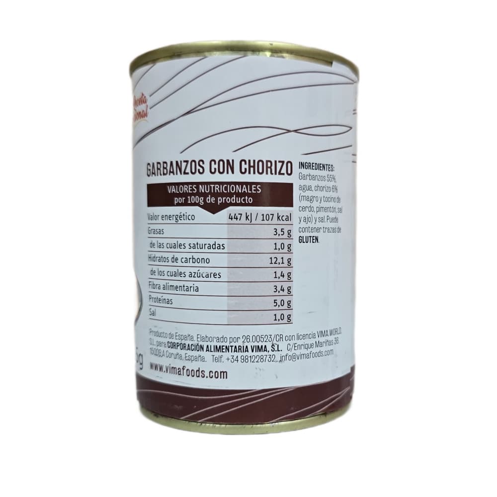 Garbanzos con chorizo Vima Foods (415 g / 14.64 oz) - Miniatura 3