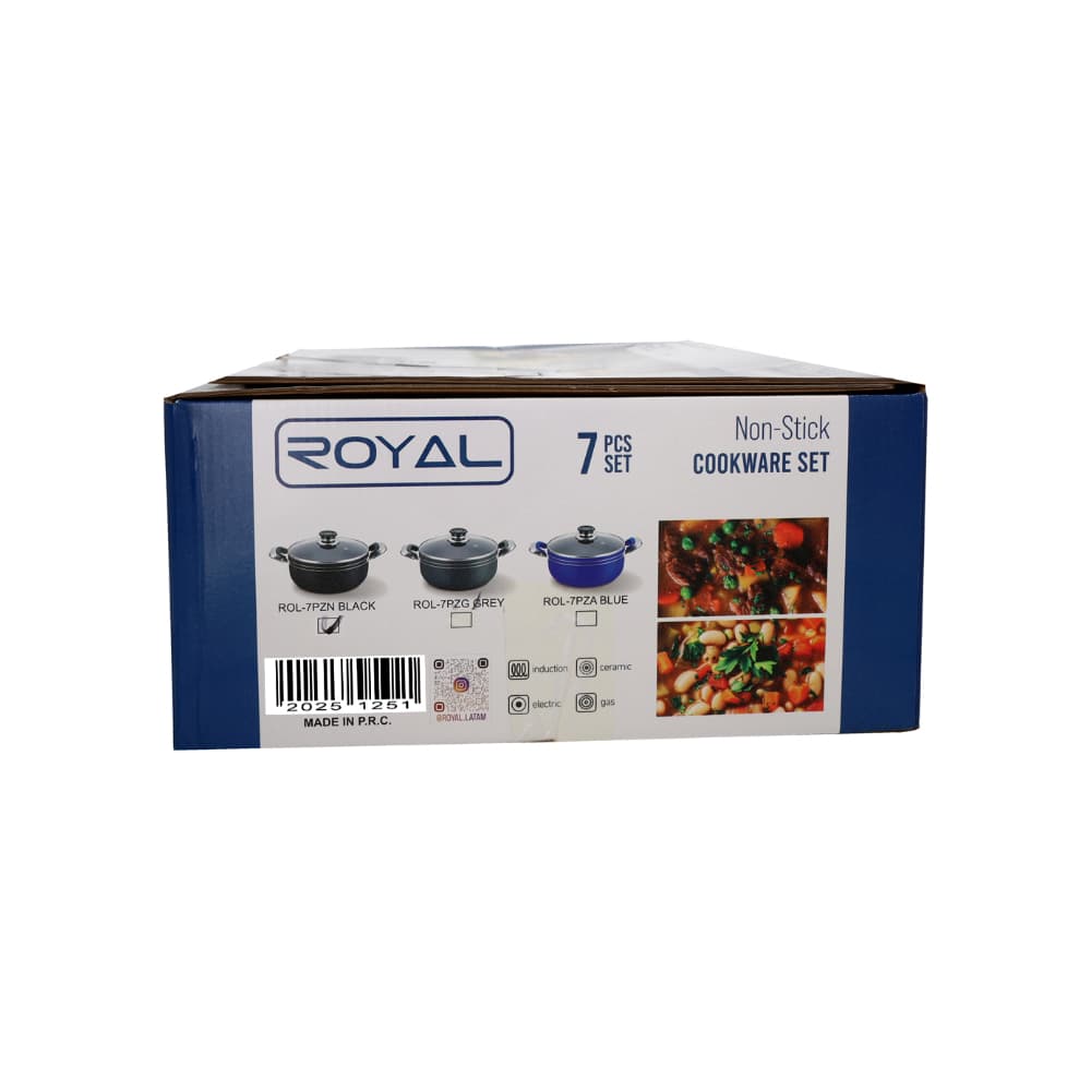 Juego de ollas y sartenes antiadherentes color negro Royal (7 pieza) - Miniatura 4